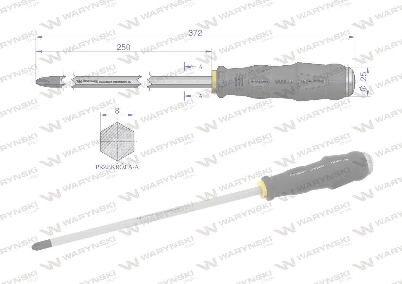 Wkrętak do pobijania ph3x250mm waryński Wkrętak do pobijania ph3x250mm waryński - obrazek 3
