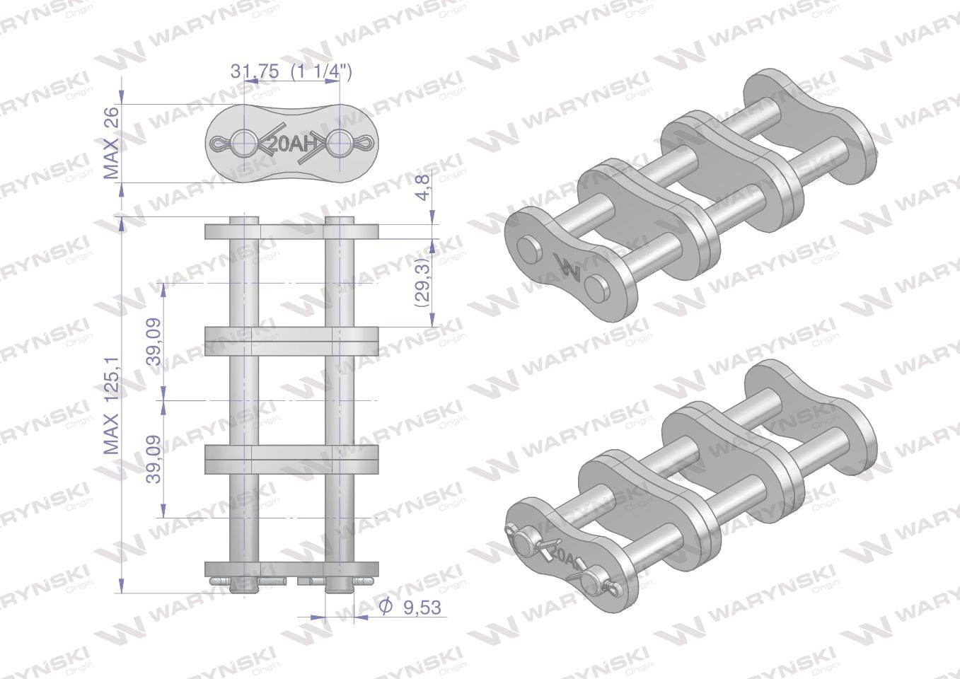Zamek łańcucha przemysłowego z20ah-3 ansi a 100h r3 1.1/4 waryński 3szt Zamek łańcucha przemysłowego z20ah-3 ansi a 100h r3 1.1/4 waryński 3szt - obrazek 2