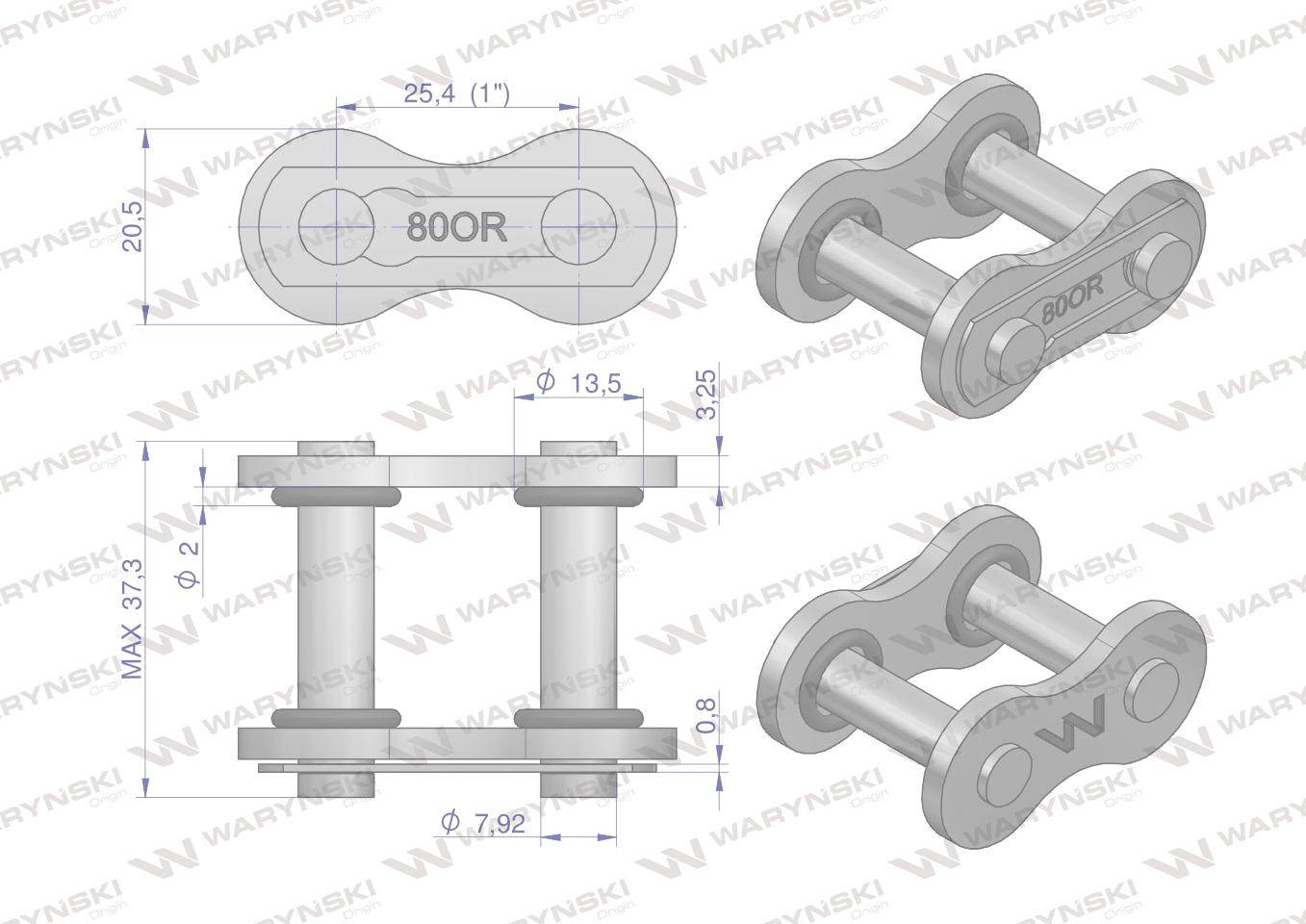 Zamek łańcucha z oringiem ansi a 80 r1 1 waryński 2szt Zamek łańcucha z oringiem ansi a 80 r1 1 waryński 2szt - obrazek 2