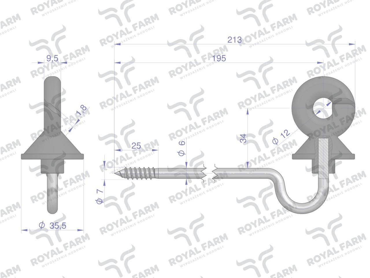 Izolator okrągły z długim trzpieniem ada royal farm po 10 szt) Izolator okrągły z długim trzpieniem ada royal farm po 10 szt) - obrazek 2