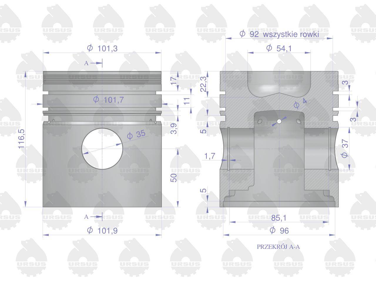 Zestaw naprawczy silnika 102/3 komora 54mm 72010303 zetor oryginał ursus Zestaw naprawczy silnika 102/3 komora 54mm 72010303 zetor oryginał ursus - obrazek 4
