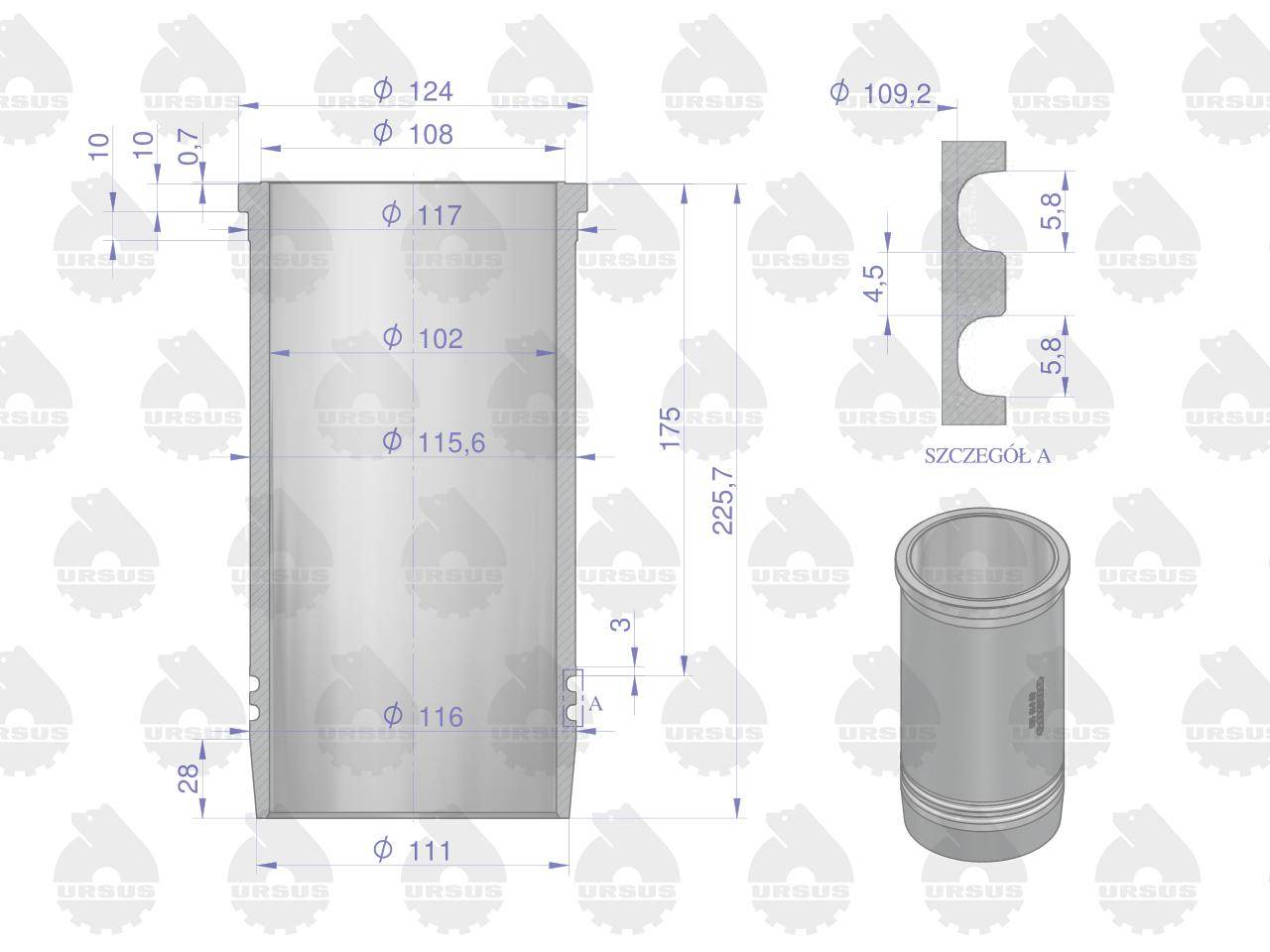 Zestaw naprawczy silnika 102/3 komora 55.7mm 71010303 zetor oryginał ursus Zestaw naprawczy silnika 102/3 komora 55.7mm 71010303 zetor oryginał ursus - obrazek 3