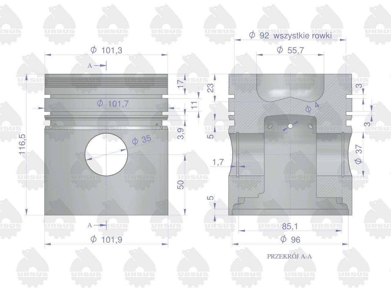 Zestaw naprawczy silnika 102/3 komora 55.7mm 71010303 zetor oryginał ursus Zestaw naprawczy silnika 102/3 komora 55.7mm 71010303 zetor oryginał ursus - obrazek 4