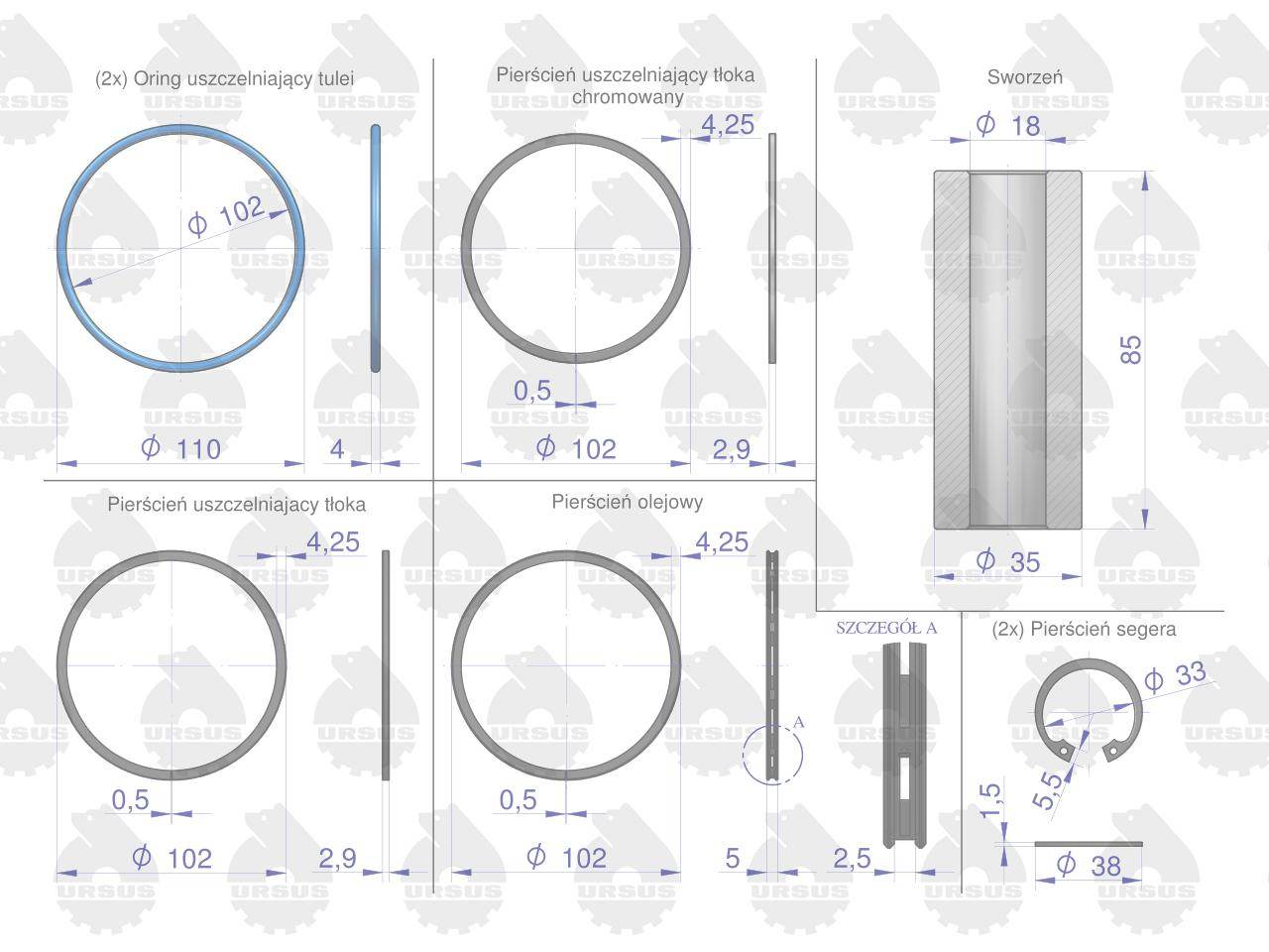 Zestaw naprawczy silnika 102/3 komora 55.7mm 71010303 zetor oryginał ursus Zestaw naprawczy silnika 102/3 komora 55.7mm 71010303 zetor oryginał ursus - obrazek 5