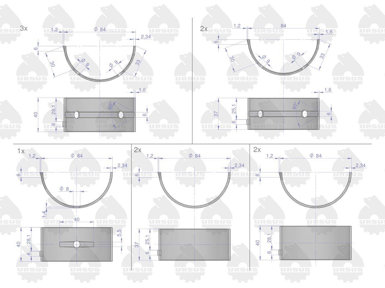 Komplet panewek głównych n-0.75 iii szlif c-385 4-cyl oryginał ursus Komplet panewek głównych n-0.75 iii szlif c-385 4-cyl oryginał ursus - obrazek 3