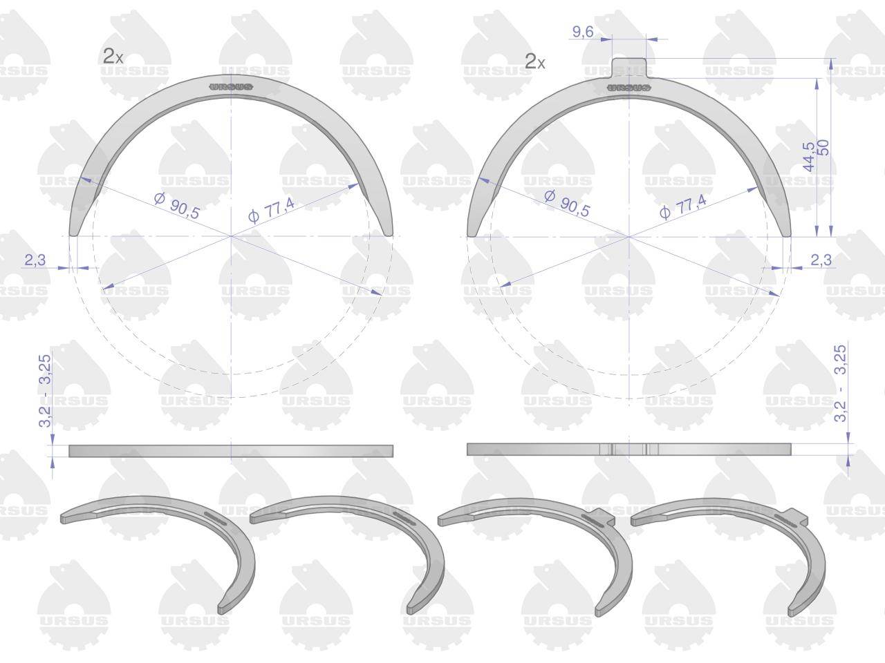Komplet półpierścieni p-1 i szlif 31137211 mf-3 oryginał ursus Komplet półpierścieni p-1 i szlif 31137211 mf-3 oryginał ursus - obrazek 2