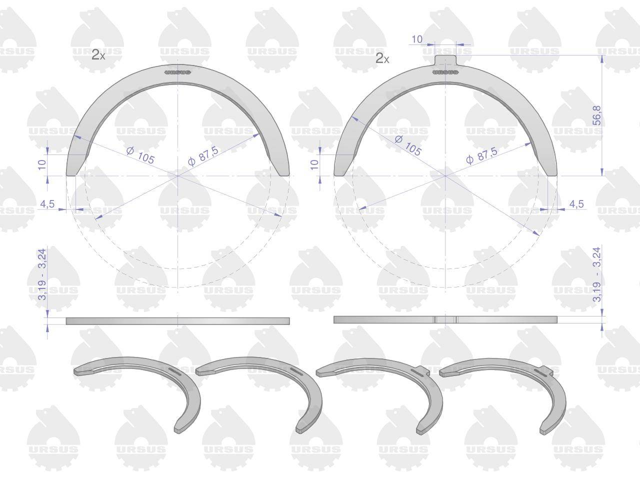 Komplet półpierścieni n-0.60 iii szlif 42013991 c-330 oryginał ursus Komplet półpierścieni n-0.60 iii szlif 42013991 c-330 oryginał ursus - obrazek 2