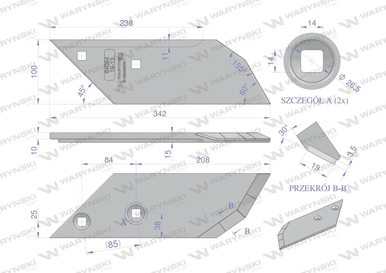 Dłuto nakładka lemiesza prawa lemken pług z węglikiem wolframu waryński maxx Dłuto nakładka lemiesza prawa lemken pług z węglikiem wolframu waryński maxx - obrazek 4