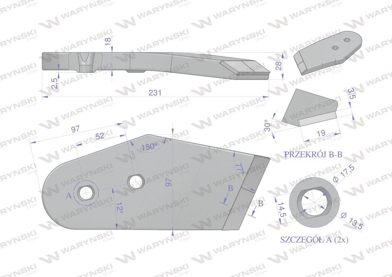Dłuto nakładka lemiesza prawa kuhn pług z węglikiem wolframu waryński maxx Dłuto nakładka lemiesza prawa kuhn pług z węglikiem wolframu waryński maxx - obrazek 4