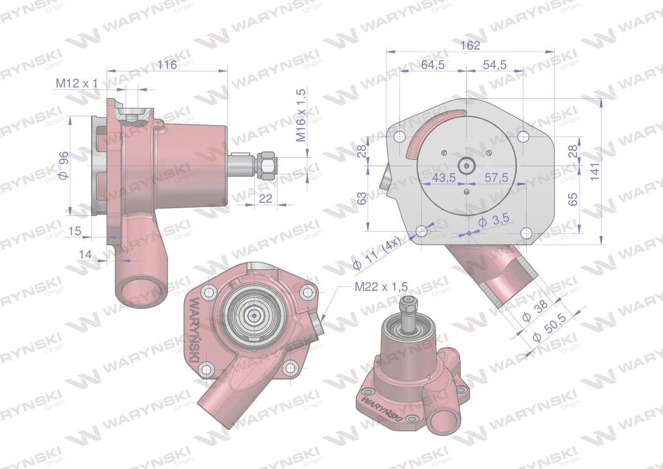 Pompa wody niska bez koła pasowego lkt c-385 waryński Pompa wody niska bez koła pasowego lkt c-385 waryński - obrazek 6