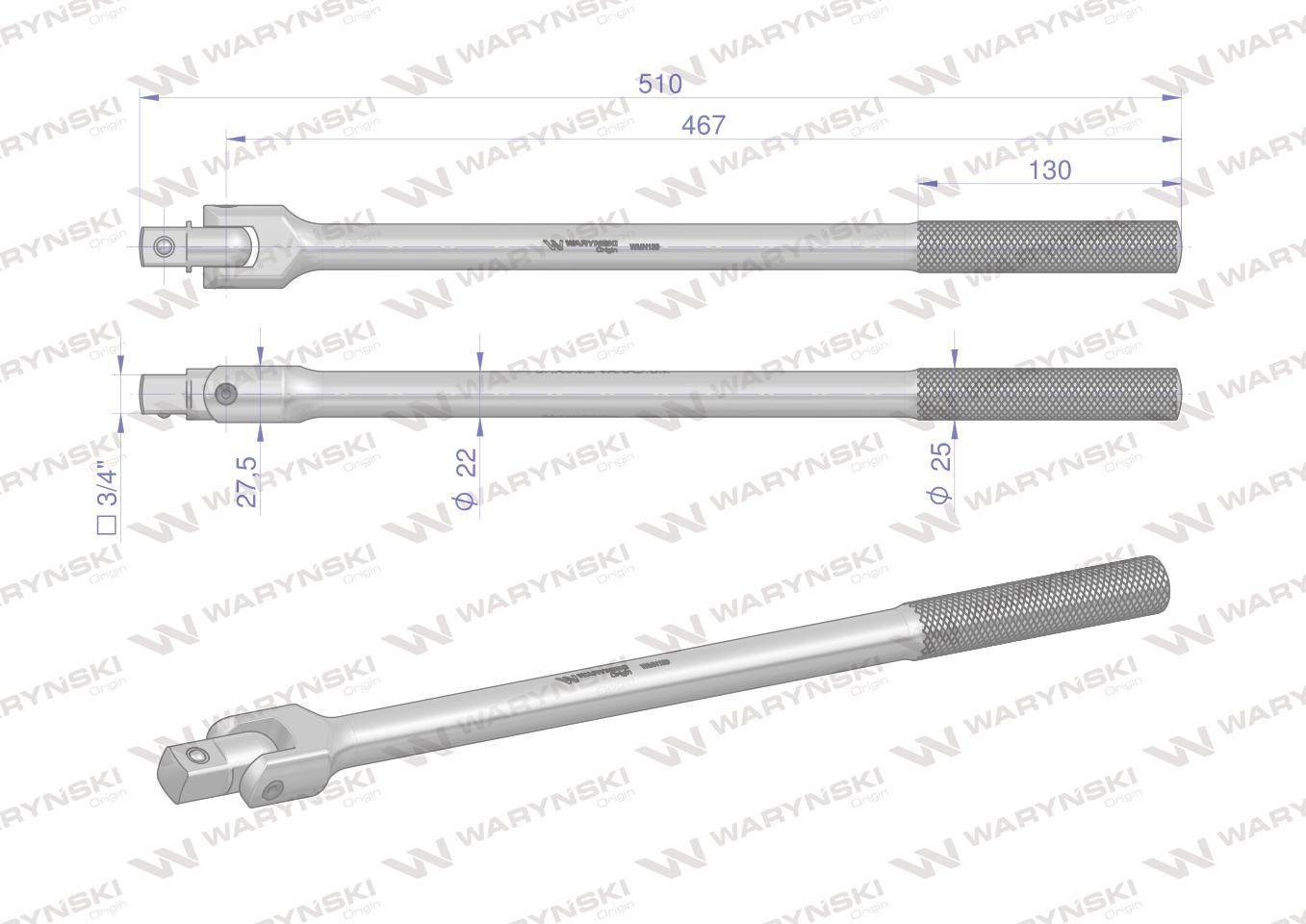 Rękojeść przegubowa 3/4 crv waryński 480mm Rękojeść przegubowa 3/4 crv waryński 480mm - obrazek 3