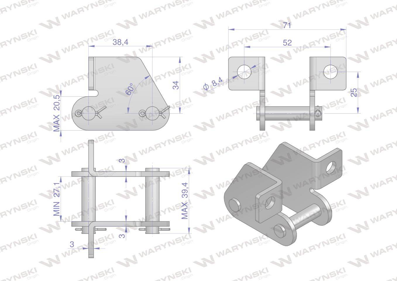 Zamek łańcucha z przyłączem obustronnym 38.4vbsd waryński 5szt Zamek łańcucha z przyłączem obustronnym 38.4vbsd waryński 5szt - obrazek 3