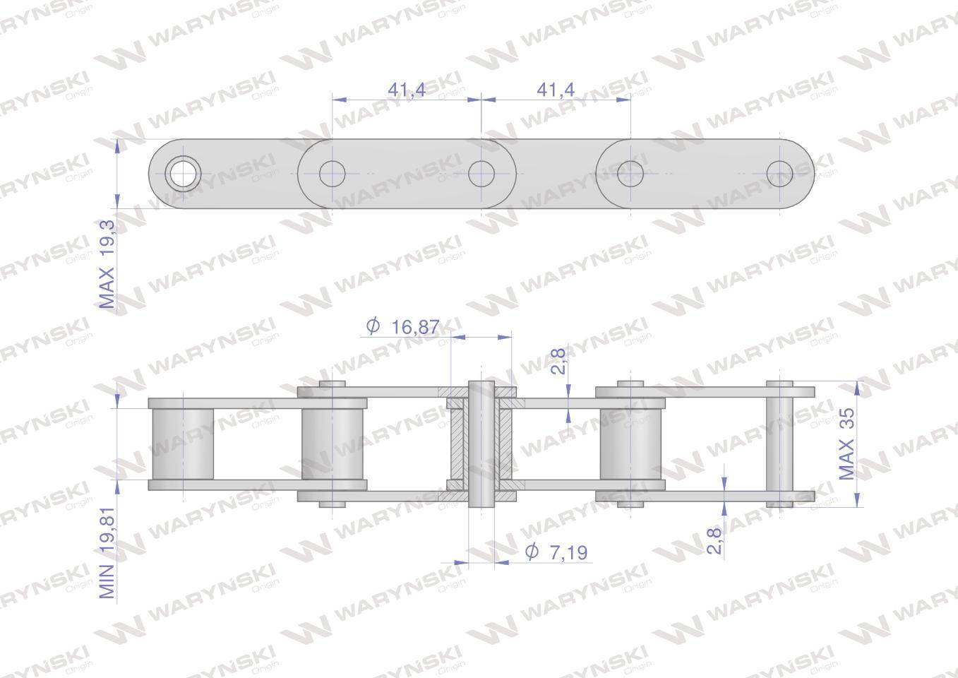 Łańcuch rolkowy ca550 5m waryński Łańcuch rolkowy ca550 5m waryński - obrazek 2
