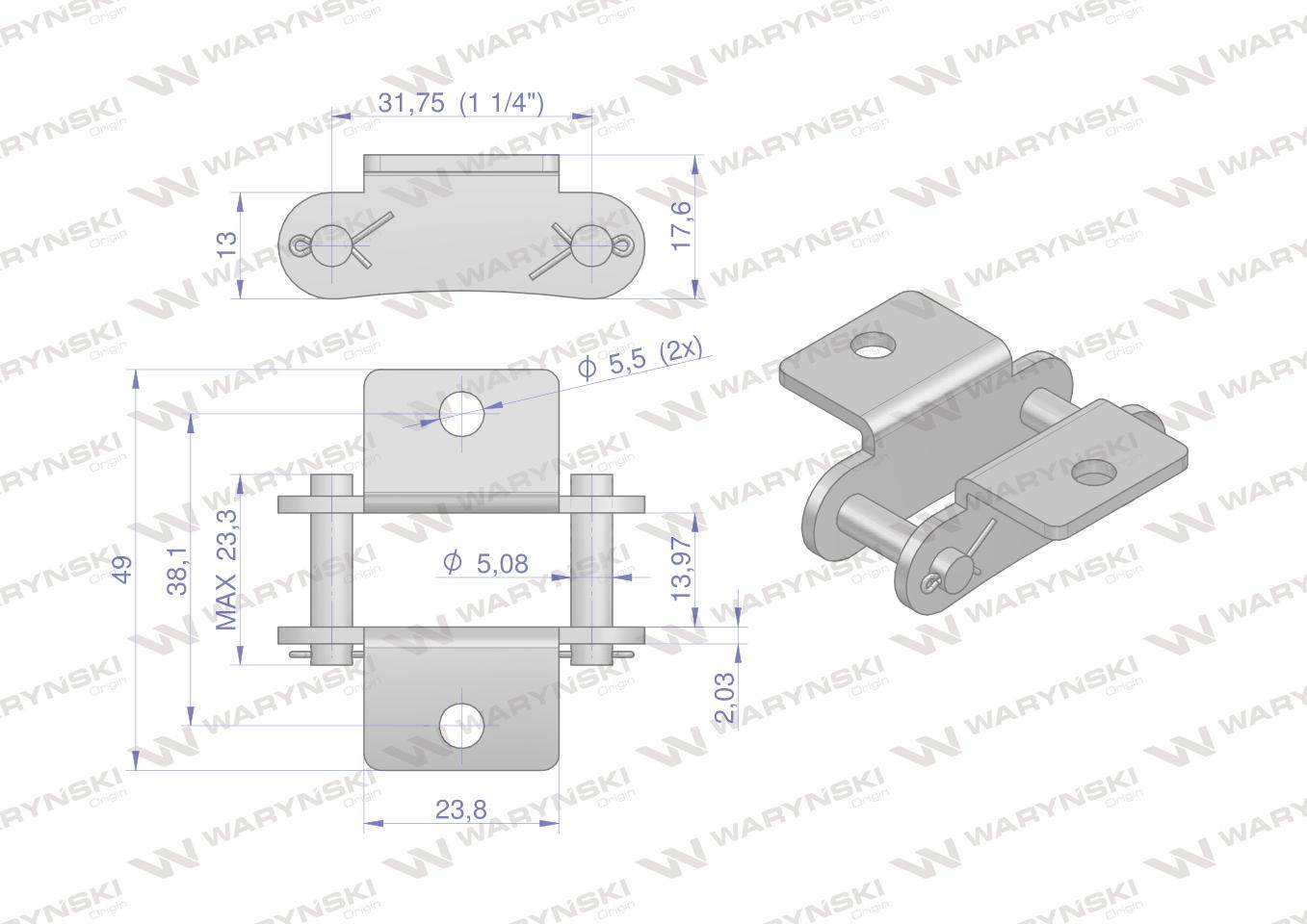 Zamek łańcucha z przyłączem obustronnym a2050k1 210ak1 waryński Zamek łańcucha z przyłączem obustronnym a2050k1 210ak1 waryński - obrazek 2