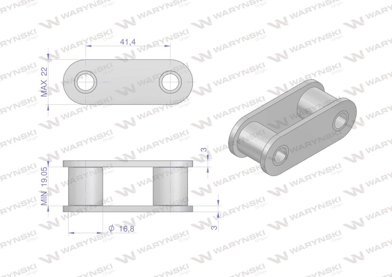 Łańcuch rolkowy ca550v 5m waryński Łańcuch rolkowy ca550v 5m waryński - obrazek 3