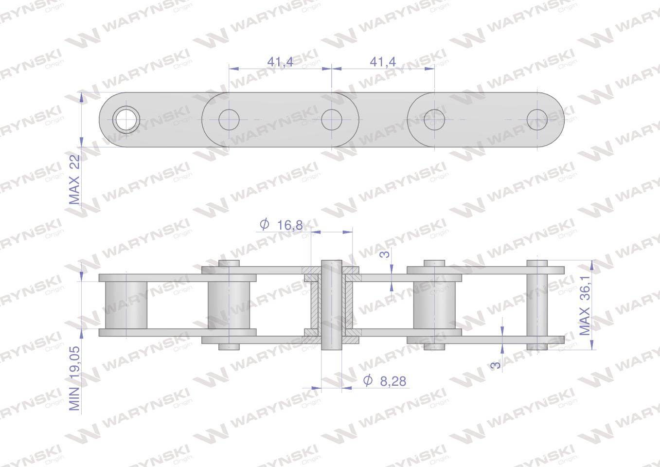 Łańcuch rolkowy ca550vd 5m waryński Łańcuch rolkowy ca550vd 5m waryński - obrazek 4