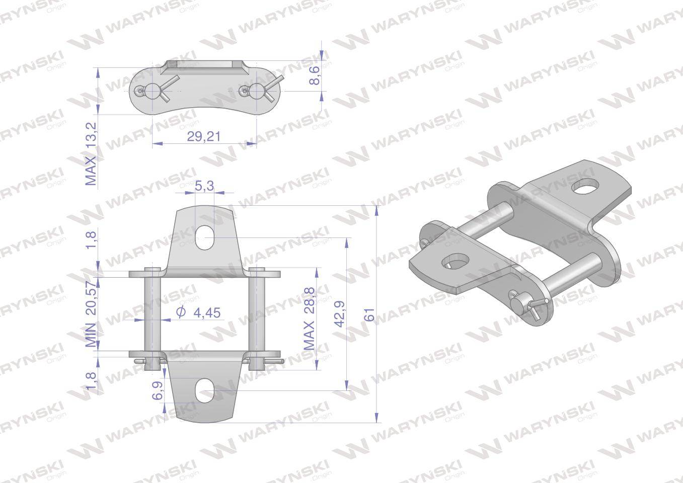 Zamek łańcucha z przyłączem obustronnym s32k1 waryński 5szt Zamek łańcucha z przyłączem obustronnym s32k1 waryński 5szt - obrazek 2