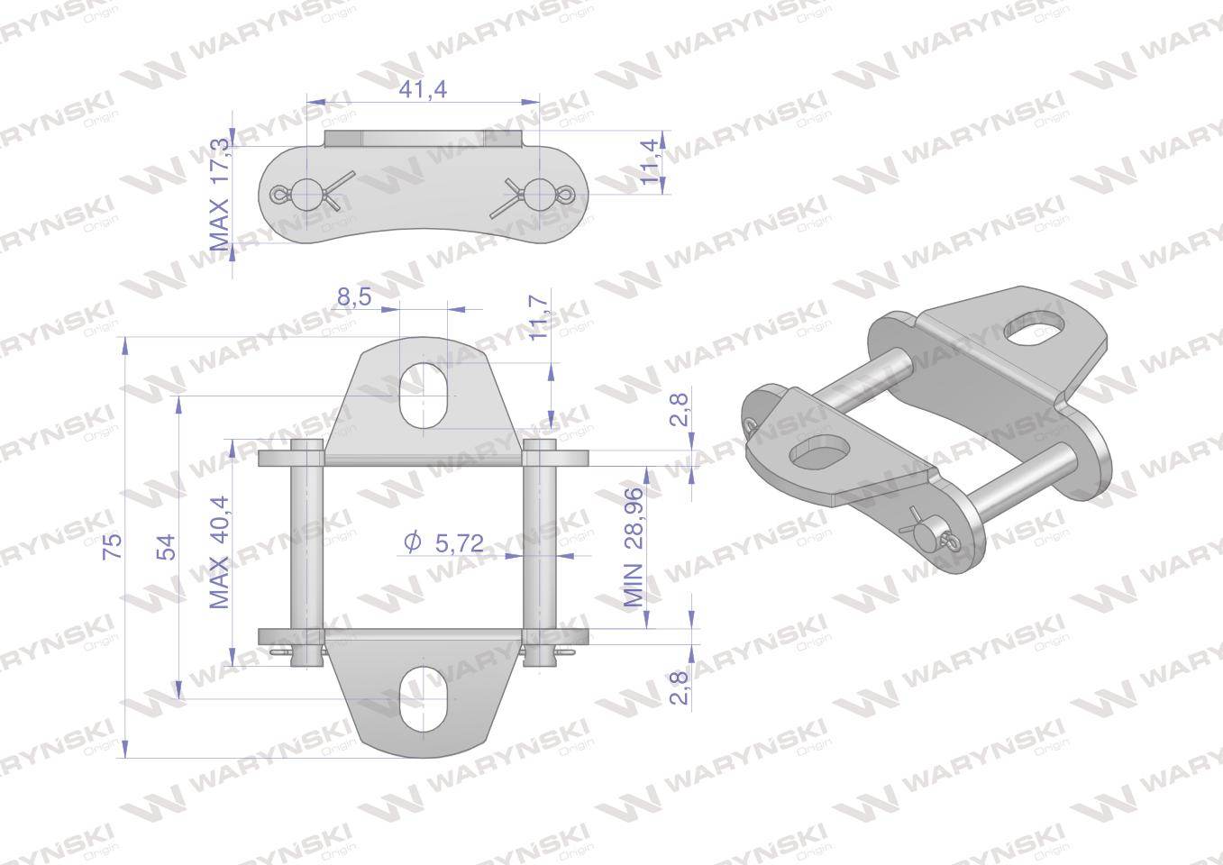 Zamek łańcucha z przyłączem obustronnym s45k1 waryński 5szt Zamek łańcucha z przyłączem obustronnym s45k1 waryński 5szt - obrazek 2