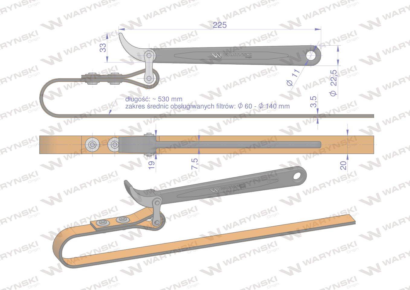 Klucz paskowy skóra do filtrów waryński Klucz paskowy skóra do filtrów waryński - obrazek 3