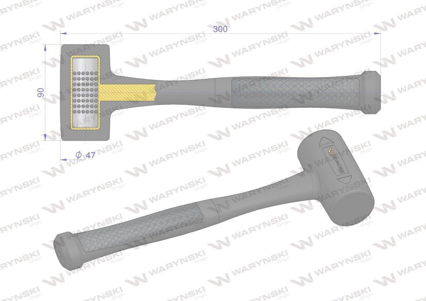 Młotek gumowy czarny bezodrzutowy 680 g trzonek z włókna szklanego waryński Młotek gumowy czarny bezodrzutowy 680 g trzonek z włókna szklanego waryński - obrazek 4