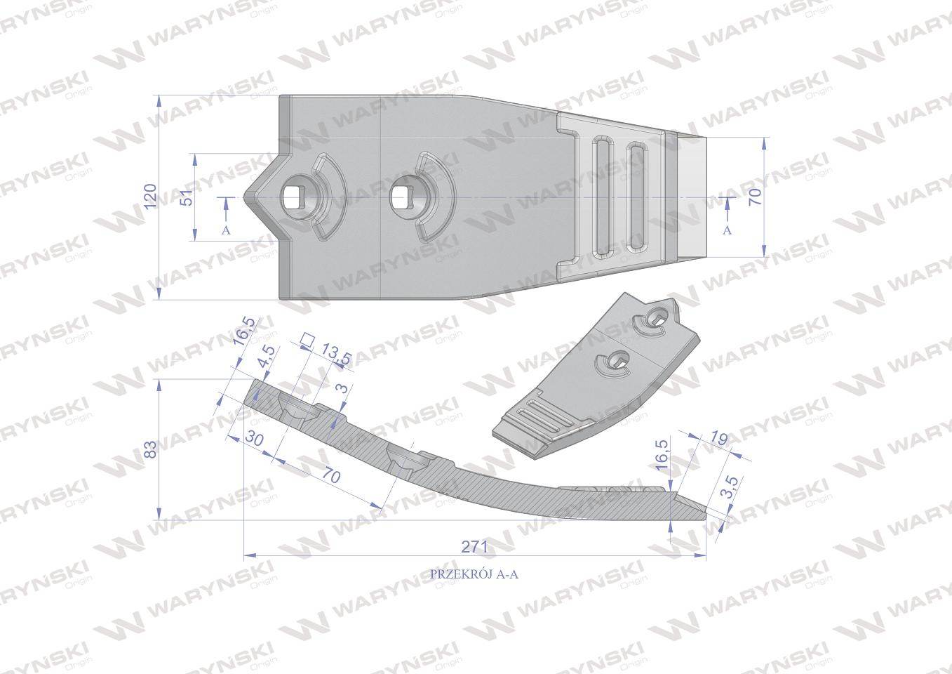 Dziób dwuotworowy agregatu podorywkowego ap/701 kos unia stal borowa waryński maxx 11211407011 Dziób dwuotworowy agregatu podorywkowego ap/701 kos unia stal borowa waryński maxx 11211407011 - obrazek 3