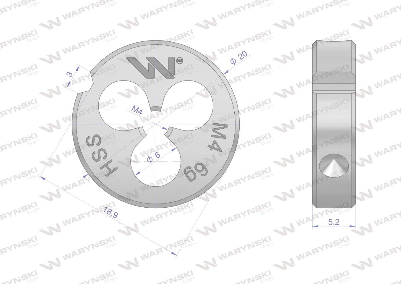 Narzynka przemysłowa m4x0,7 ze stali hss din22568 warynski Narzynka przemysłowa m4x0,7 ze stali hss din22568 warynski - obrazek 3