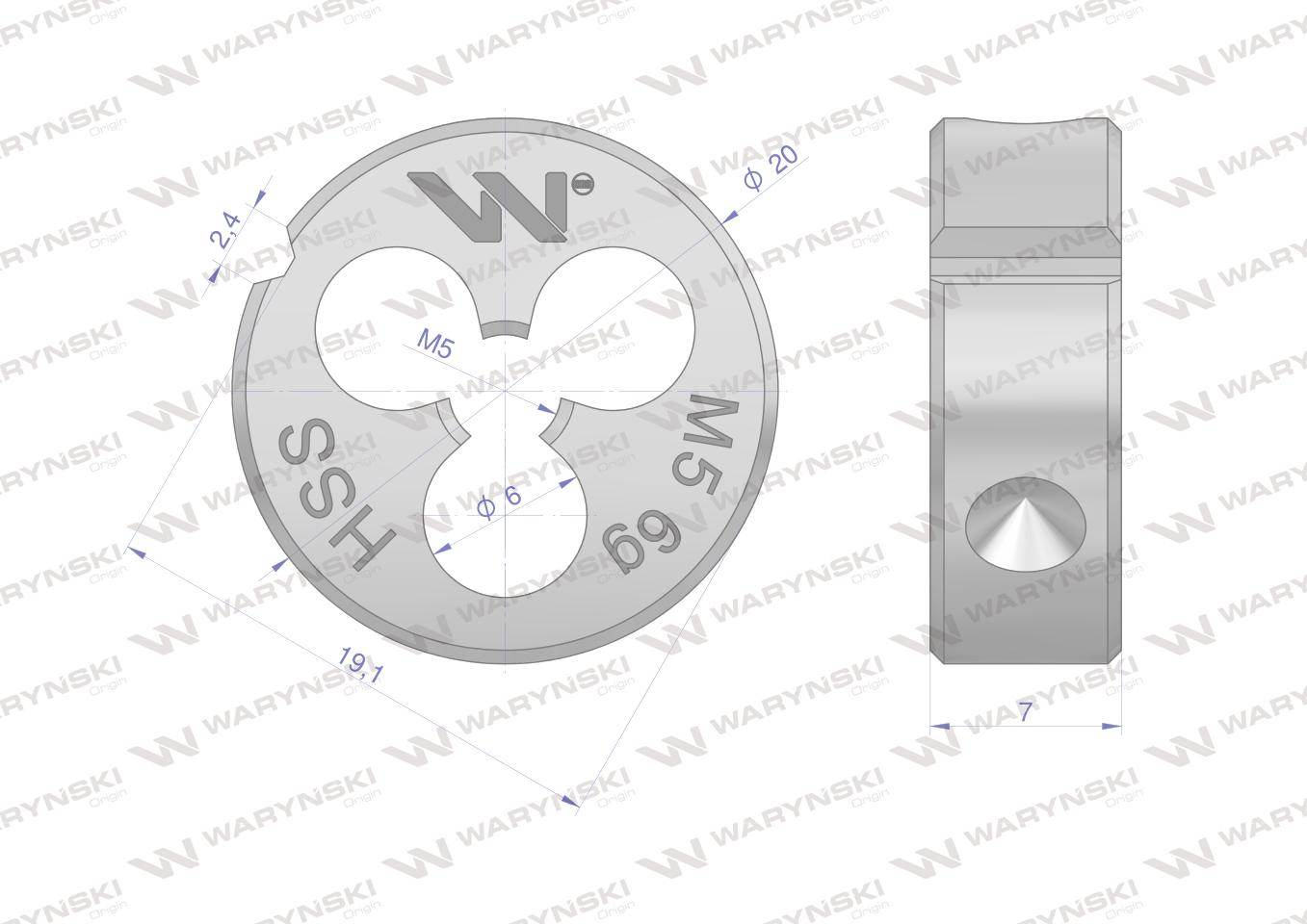 Narzynka przemysłowa m5x0,8 ze stali hss din22568 warynski Narzynka przemysłowa m5x0,8 ze stali hss din22568 warynski - obrazek 3