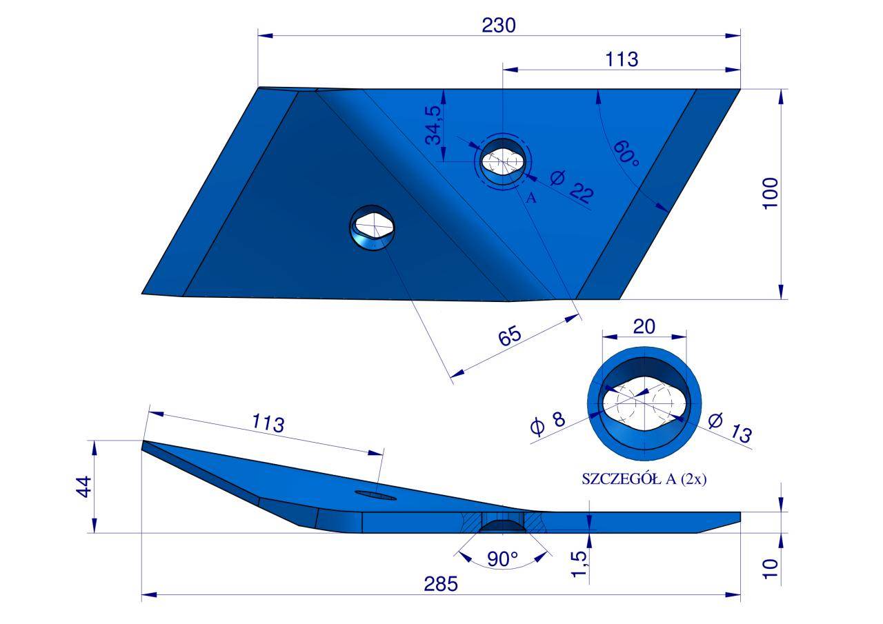 Dłuto nakładka lemiesza obracalna prawa overum stal borowa waryński 84060 Dłuto nakładka lemiesza obracalna prawa overum stal borowa waryński 84060 - obrazek 3