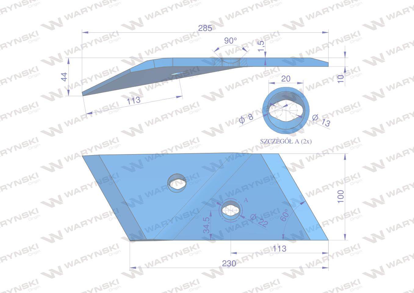 Dłuto nakładka lemiesza obracalna lewa overum stal borowa waryński 85143 Dłuto nakładka lemiesza obracalna lewa overum stal borowa waryński 85143 - obrazek 3