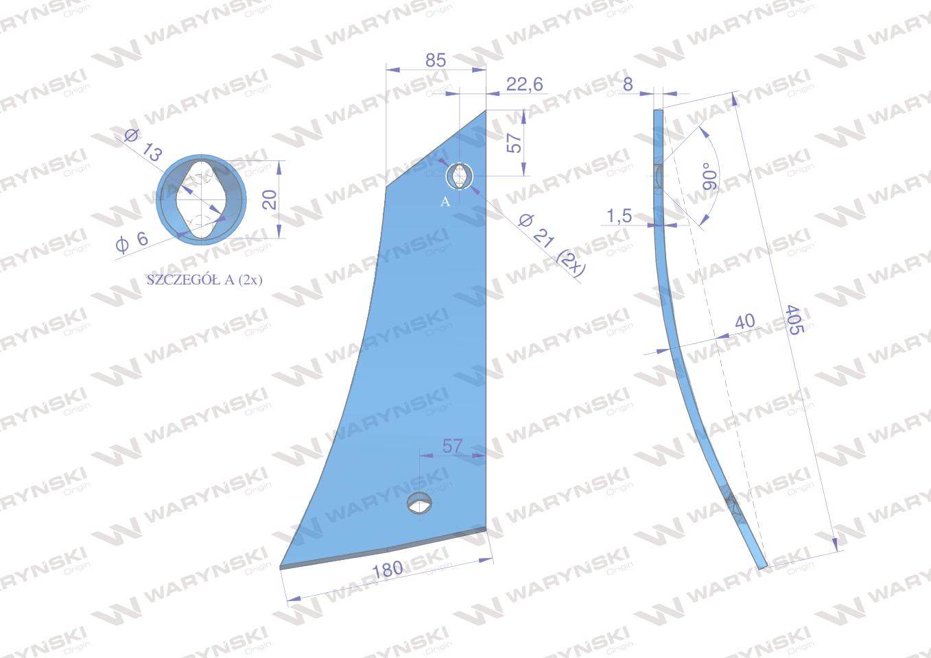 Pierś odkładni lewa dwuotworowa overum stal borowa waryński Pierś odkładni lewa dwuotworowa overum stal borowa waryński - obrazek 3