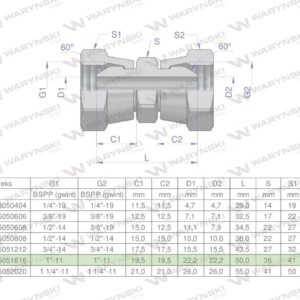 Złączka hydrauliczna calowa aa 1" bsp waryński