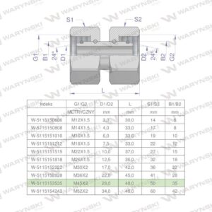 Złączka hydrauliczna metryczna aa m45x2 35l waryński