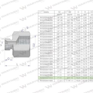 Tulejka różnicowa hydrauliczna calowa ab 1"gzx3/4"gw bsp waryński