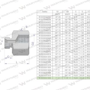 Tulejka różnicowa hydrauliczna calowa ab 1"gzx1 1/4"gw bsp waryński