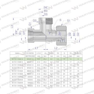 Trójnik hydrauliczny niesymetryczny metryczny bba m12x1.5 06l xevl waryński 2szt