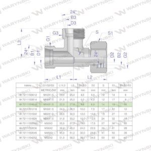 Trójnik hydrauliczny niesymetryczny metryczny bba m16x1.5 10l xevl waryński 2szt