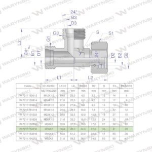 Trójnik hydrauliczny niesymetryczny metryczny bba m36x2 28l xevl waryński