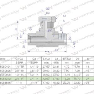 Trójnik hydrauliczny symetryczny calowy bab 3/4" bsp xevt waryński