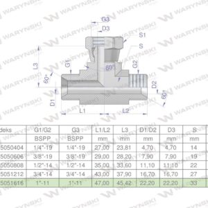 Trójnik hydrauliczny symetryczny calowy bab 1" bsp xevt waryński