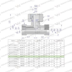 Trójnik hydrauliczny symetryczny metryczny bab m26x1.5 18l xevt waryński