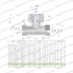 Trójnik hydrauliczny symetryczny metryczny bab m45x2 35l xevt waryński
