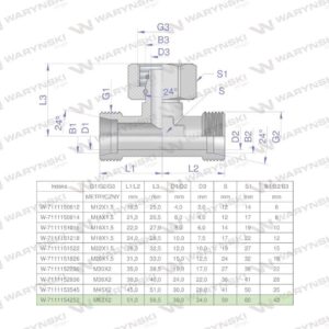 Trójnik hydrauliczny symetryczny metryczny bab m52x2 42l xevt waryński