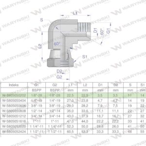 Kolanko hydrauliczne calowe ab 1/8" bsp waryński