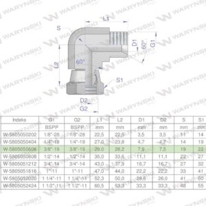 Kolanko hydrauliczne calowe ab 3/8" bsp waryński