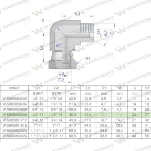 Kolanko hydrauliczne calowe ab 1/2" bsp waryński