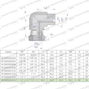 Kolanko hydrauliczne calowe ab 1 1/2" bsp waryński