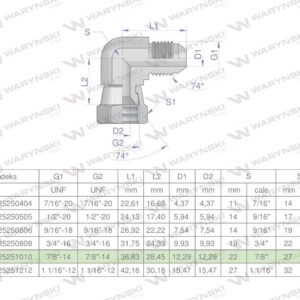 Kolanko hydrauliczne calowe ab 7/8" unf jic waryński