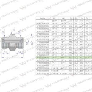Złączka hydrauliczna calowa bb 3/4" bsp waryński 5szt