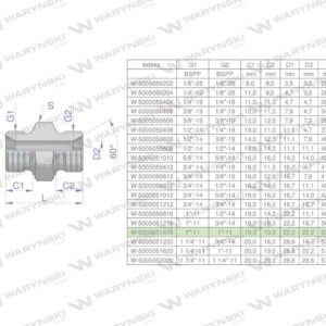 Złączka hydrauliczna calowa bb 1" bsp waryński