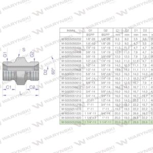 Złączka hydrauliczna calowa bb 1 1/4" bsp waryński